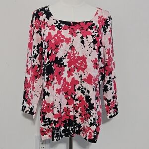 Sag Harbor Size L Cotton Raglan Short-sleeved Knit Women's Blouse Top Shirt with